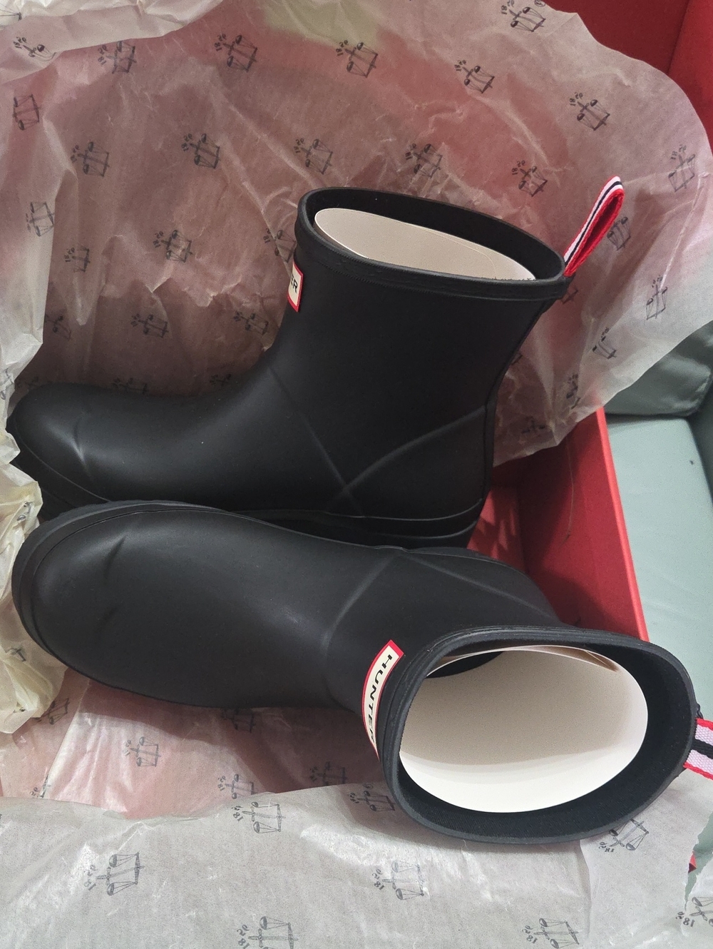 Hunter Women's Black Short Rain Boots 7 New In Box